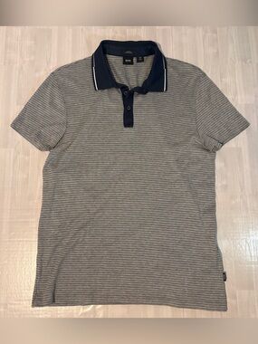 BOSS Hugo Boss Mercerized Slim Fit Polo Shirt Men’s Size L Blue Luxury Golf